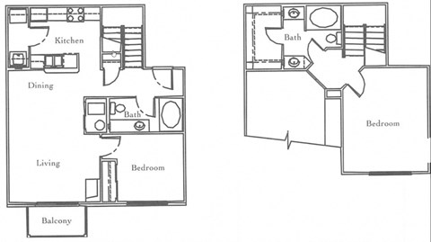 Floor plan for 2 beds, 2 baths, 1152 sqft